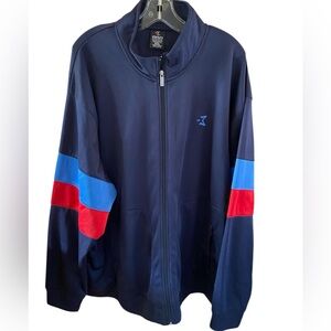 VTG Men’s Starbury Y2K zip up track jacket, navy ,light blue and red on sleeves